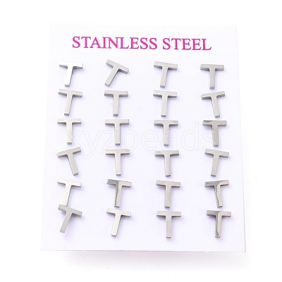 Tarnish Resistant 304 Stainless Steel Greek Alphabet Stud Earrings STAS-D007-07P-10-1