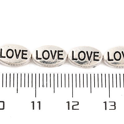 Oval with Word Love Tibetan Style Alloy Bead Strands TIBEB-O007-24-LF-1