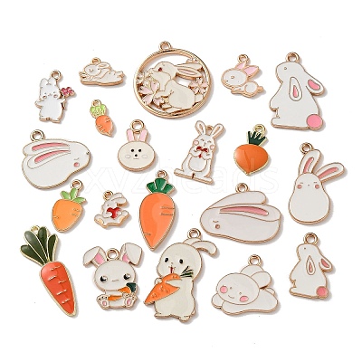 Alloy Enamel Rabbit Pendants ENAM-B039-02G-1