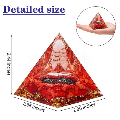 Orgone Pyramid Protection Crystal Gemstone Pyramid Reiki Positive Energy Pyramid Chakra Meditation Pyramid for Success Health Lucky Anti-Stress Decor Gift Collection (Red) JX349A-1