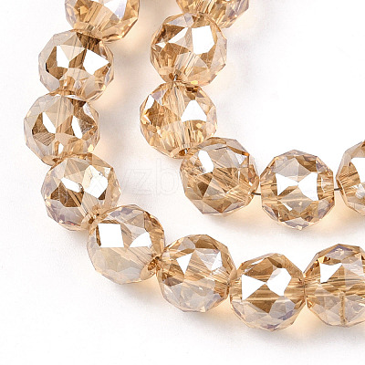Electroplate Transparent Glass Beads Strands X-EGLA-N002-34C-C07-1