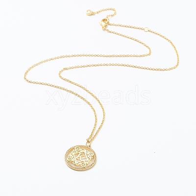Brass Micro Pave Clear Cubic Zirconia Pendant Necklaces NJEW-J059-01K-1