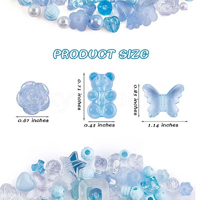 150 Pieces Random Rose Acrylic Beads Bear Pastel Spacer Beads Butterfly Loose Beads for Jewelry Keychain Phone Lanyard Making JX543F-1