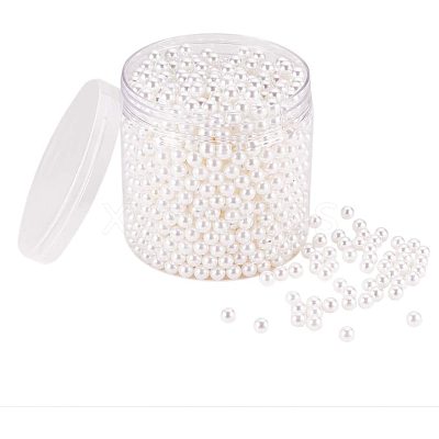 ABS Plastic Imitation Pearl Round Beads PH-MACR-F033-8mm-24-1
