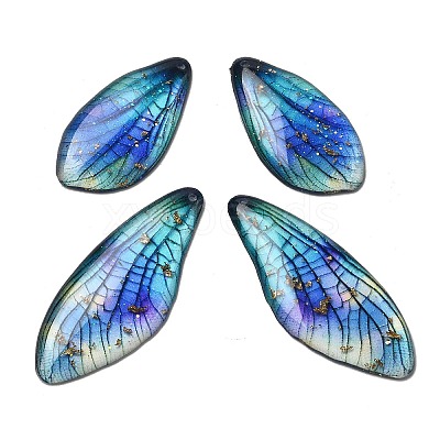 4Pcs Transparent Epoxy Resin Butterfly Wings Pendants RESI-C057-04A-1