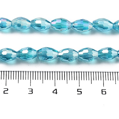 Transparent Electroplate Glass Beads Strands EGLA-A037-T6x8mm-B16-1