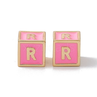 Rack Plating Brass Enamel Beads KK-B060-04G-05R-1