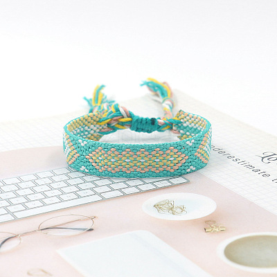 Polyester Braided Rhombus Pattern Cord Bracelet FIND-PW0013-004A-05-1