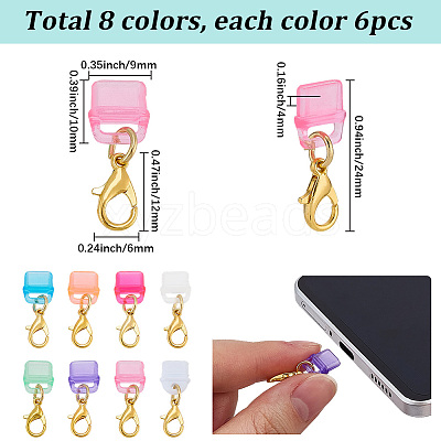 48Pcs 8 Colors PVC Plastic Mobile Dustproof Plugs HJEW-SC0003-31A-1