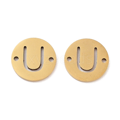 PVD Vacuum Plating 201 Stainless Steel Hollow Flat Round Links FIND-R149-03U-G-1