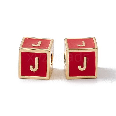 Rack Plating Brass Enamel Beads KK-B060-04G-03J-1