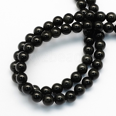 Natural Obsidian Round Beads Strands X-G-S156-6mm-1