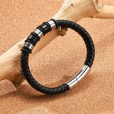 Braided Leather Cord Bracelets for Men BJEW-Z081-11P-01-1