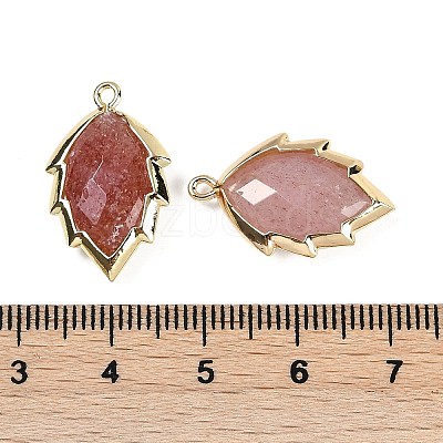 Natural Strawberry Quartz Faceted Leaf Pendants G-I375-04G-13-1