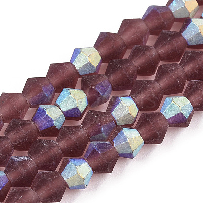 Imitate Austrian Crystal Bicone Frosted Glass Beads Strands GLAA-F029-TM3mm-A05-1