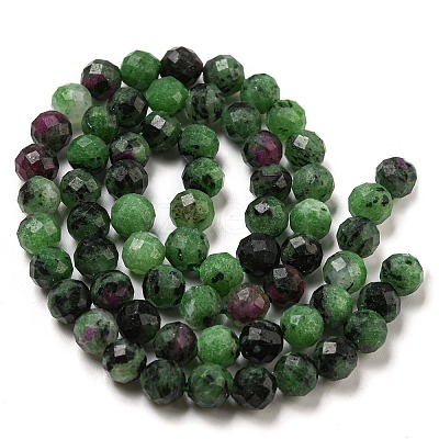 Faceted Round Natural Ruby in Zoisite Bead Strands G-F289-11-6mm-1