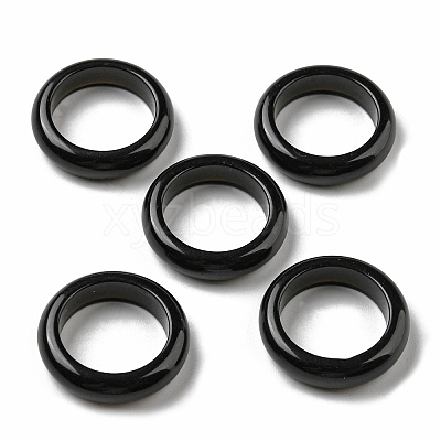 Natural Obsidian Plain Band Ring RJEW-P044-01B-10-1