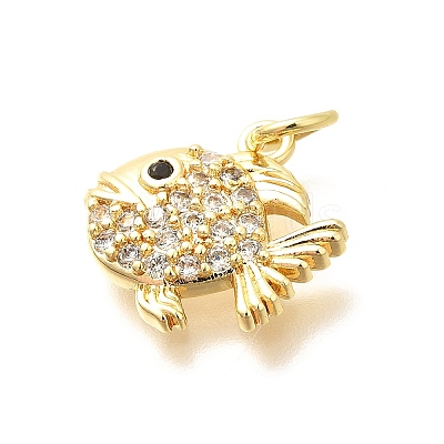Brass Micro Pave Clear Cubic Zirconia Charms KK-Q040-07C-G-1