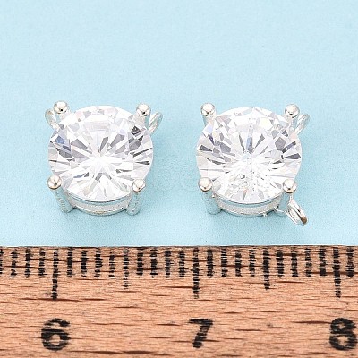 925 Sterling Silver Micro Pave Clear Cubic Zirconia Charms STER-N017-17C-S-1