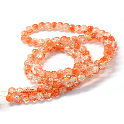 Baking Paint Transparent Crackle Glass Round Bead Strands DGLA-Q018-8mm-08-1