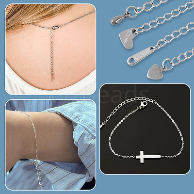 15Pcs 5 Styles 304/201 Stainless Steel Chain Extender STAS-TA0005-80-1