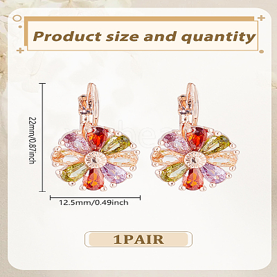 1 Pair Flower Brass Hoop Earrings EJEW-LP0007-101-1
