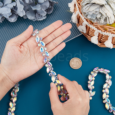 1 Yard(91.4cm) Iron Glass Rhinestone Strass Chains FIND-GF0002-38A-1