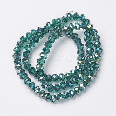 Electroplate Transparent Glass Beads Strands EGLA-A034-T8mm-S13-1