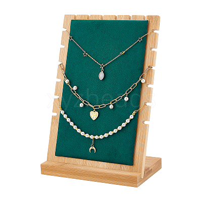 Bamboo Wood Multiple Necklace Display Stands NDIS-WH0003-008-1