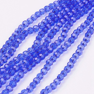 Faceted(32 Facets) Round Glass Beads Strands X-EGLA-J042-4mm-02-1