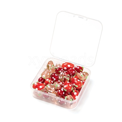 40Pcs Handmade Lampwork 3D Strawberry Beads LAMP-LS0001-10-1