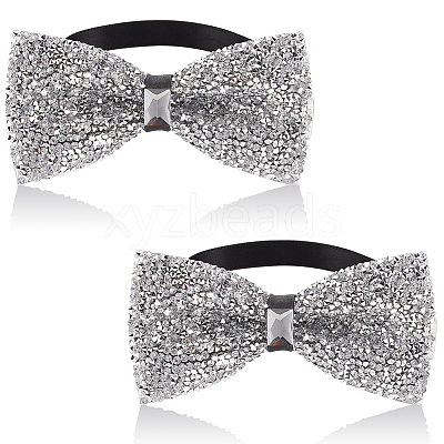 Adjustable Resin Rhinestone Polyester Bow Ties for Men AJEW-WH0472-01C-1