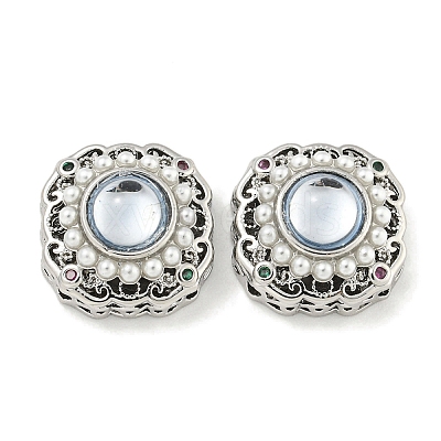 Brass with ABS Imitation Pearl with Resin with Clear Cubic Zirconia Charms KK-Q820-34P-1