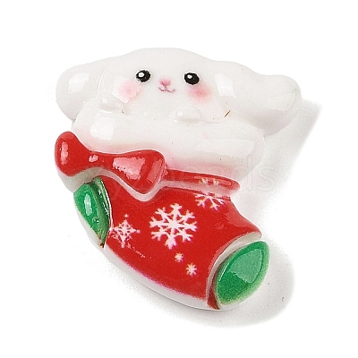 Christmas Rabbit Theme Opaque Resin Decoden Cabochons RESI-S397-01F-1