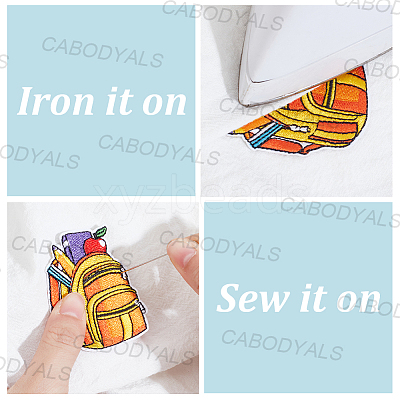 14Pcs 7 Styles Back to School Polyester Clothing Patches PATC-CY0001-54A-1