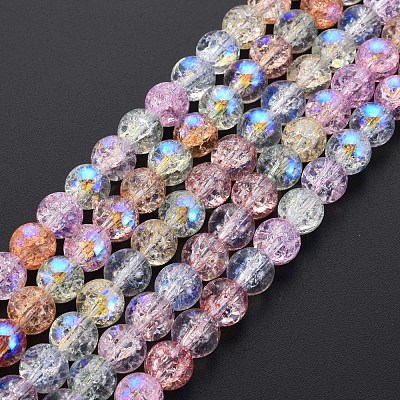 Electroplate Crackle Glass Bead Strands X-GLAA-S192-C-008B-1