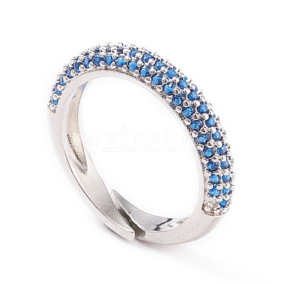 Adjustable Brass Micro Pave Cubic Zirconia Cuff Rings LS-RJEW-L098-007E-P-1