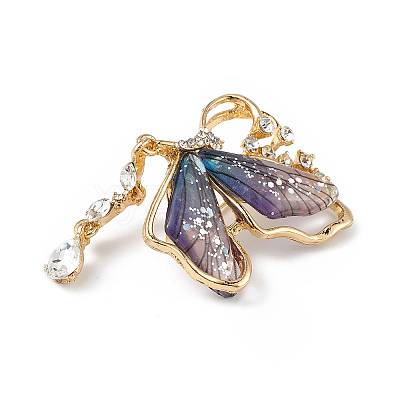 Resin Butterfly Brooch Pin with Crystal Rhinestone JEWB-P016-05KCG-01-1