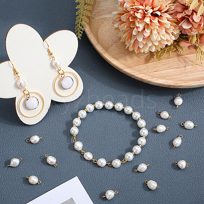 30Pcs Natural Cultured Freshwater Pearl Connector Charms PALLOY-SC00001-1