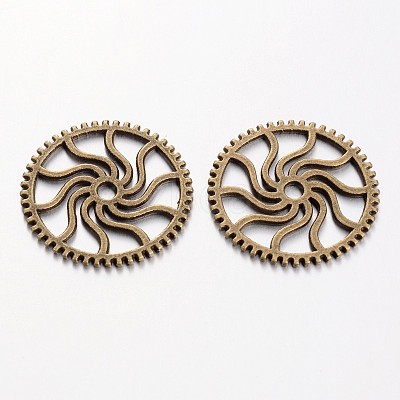 Steampunk Theme Tibetan Style Alloy Gear Cog Pendants TIBEB-19598-AB-NR-1