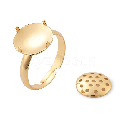 Brass Adjustable Ring Findings KK-K382-15A-G-1