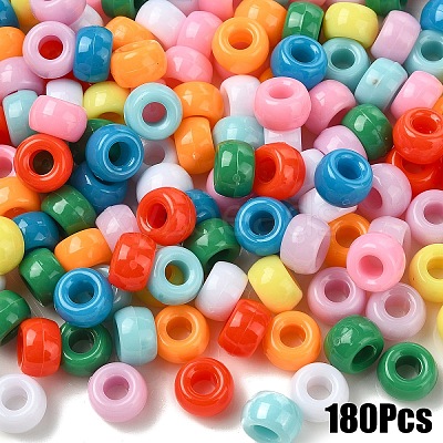 180Pcs 9 Colors Opaque Plastic Beads KY-YW0001-80-1