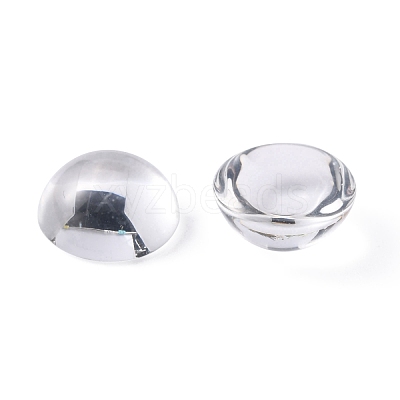Transparent Half Round Glass Cabochons GGLA-R027-12mm-1