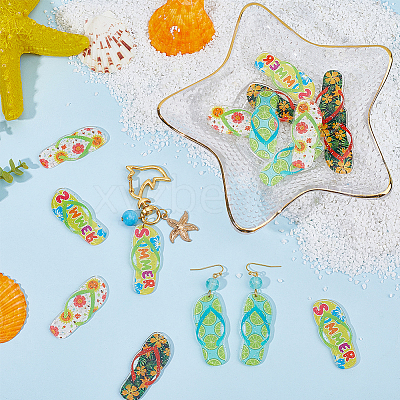 16Pcs 4 Styles Slipper Theme Acrylic Pendants MACR-SC0001-69-1
