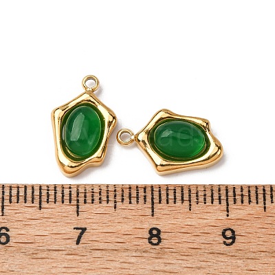 Natural Green Aventurine Irregular Oval Charms STAS-L022-525G-01-1