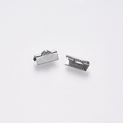Non-Tarnish 304 Stainless Steel Ribbon Crimp Ends STAS-S112-001D-P-1