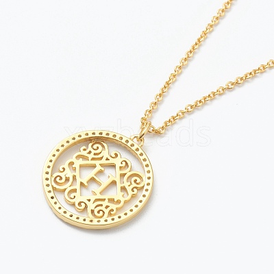 Brass Micro Pave Clear Cubic Zirconia Pendant Necklaces NJEW-J059-01H-1
