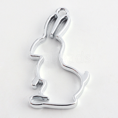 Rack Plating Alloy Rabbit Bunny Open Back Bezel Pendants X-PALLOY-S047-41D-FF-1
