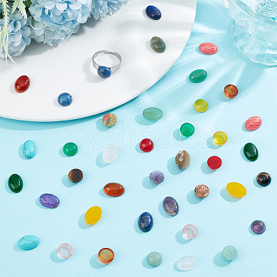 40Pcs 20 Styles Mixed Gemstone Cabochons G-HY0001-54-1