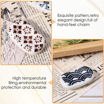 2 Sets 2 Styles Ceramic Chopstick Stands DJEW-CP0001-36A-1